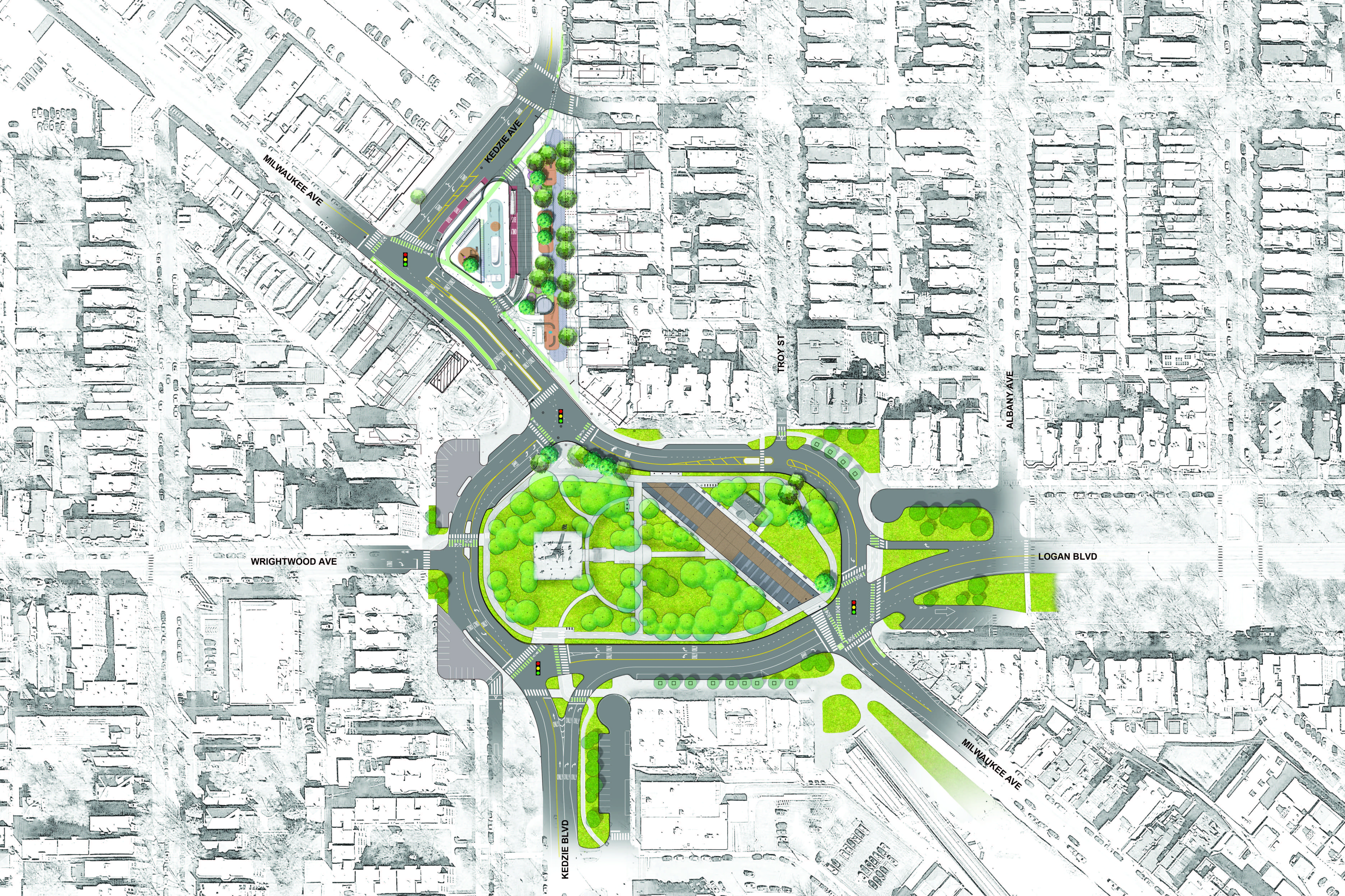 Logan Square Traffic Circle Rendering